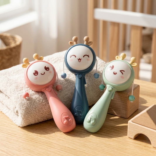 Niedliche Baby Rassel - mit Wink-Gesicht