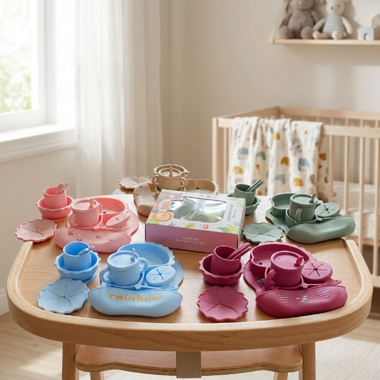Dinosaurier Silikon Babygeschirr Set - 11-teilig