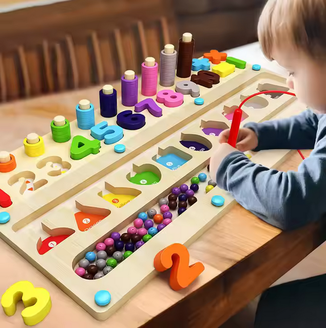 Zahlen- und Farblernspiel aus Holz - Mathematik