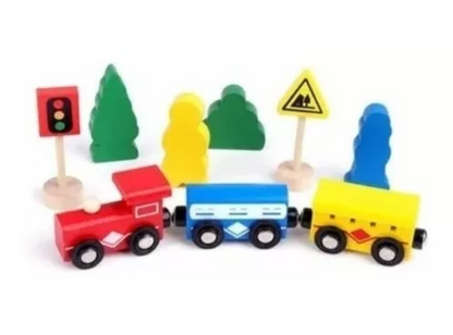 Holzeisenbahn Set für Kinder - 26-teilig
