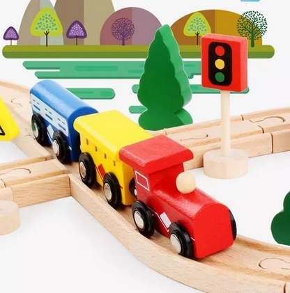 Holzeisenbahn Set für Kinder - 26-teilig