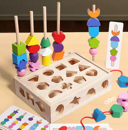 Montessori - Steckspiel mit Sortierbrett - Geometrie