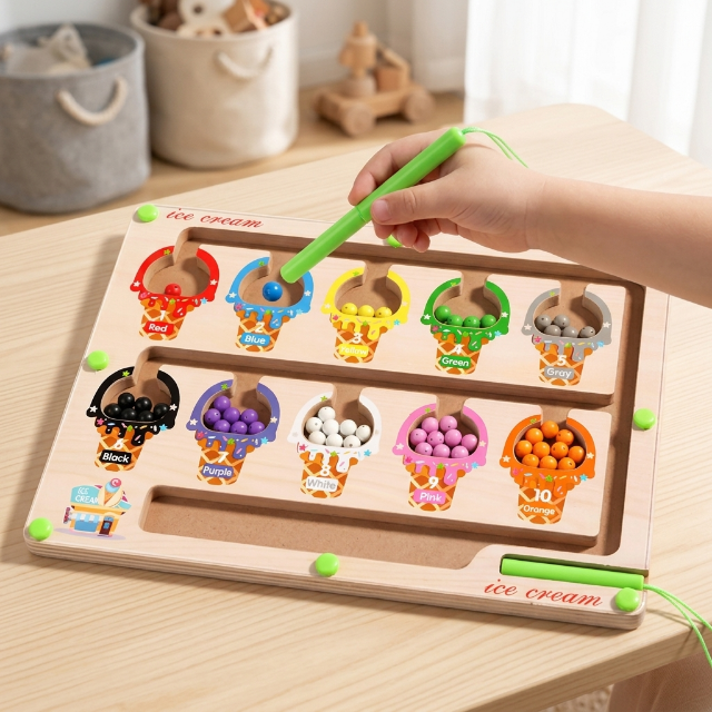 Magnetisches Holz-Eiscremefarben-Labyrinth
