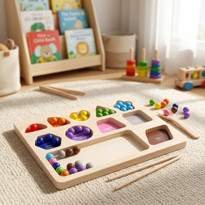 Montessori Holzperlen - Sortierspiel - Lernspielzeug