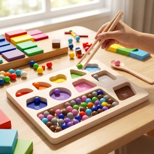 Montessori Holzperlen - Sortierspiel - Lernspielzeug