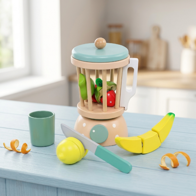Kinder Holz Mixer Spielzeug Set - Smoothie-Maker