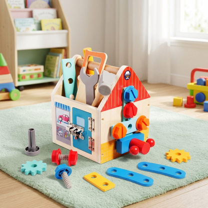 Kinder Holz-Werkzeugkasten mit Schrauben