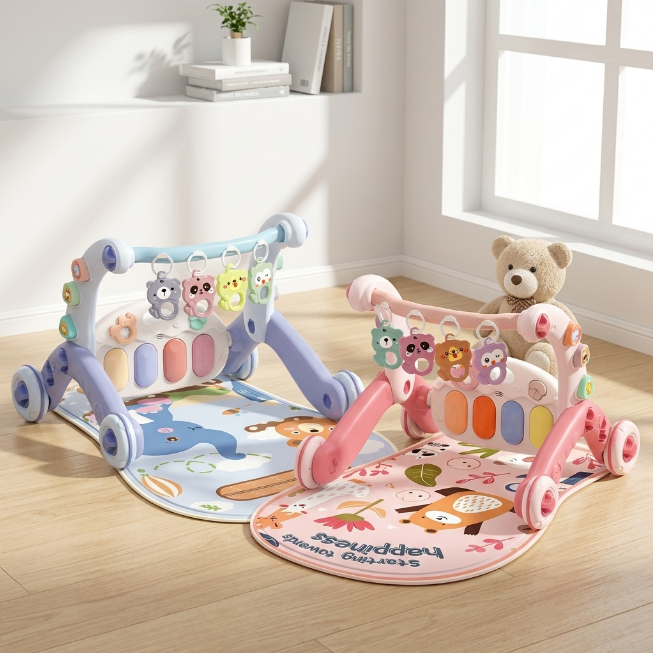 Baby Spielmatte mit Lauflernwagen, 5-in-1 Aktivitätscenter