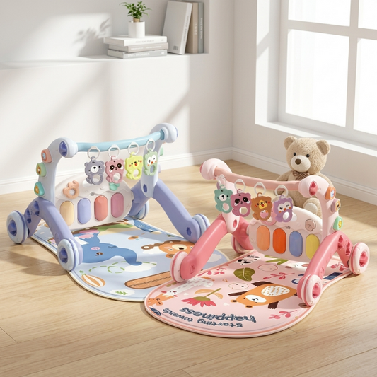 Baby Spielmatte mit Lauflernwagen, 5-in-1 Aktivitätscenter