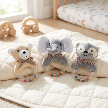 3er Set -Baby Rassel - Plüschtier-Greiflinge