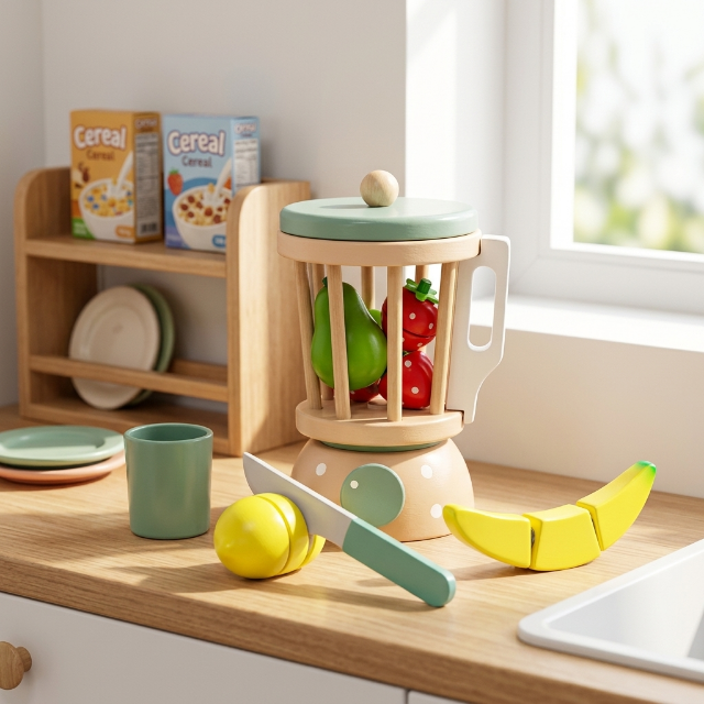 Kinder Holz Mixer Spielzeug Set - Smoothie-Maker
