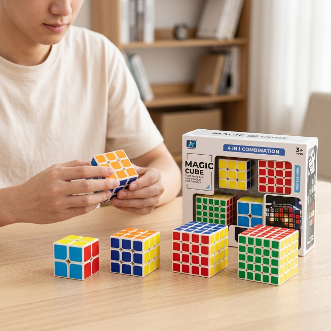 Original JiehuiToys® MAGIC CUBE -  4in1 Würfel Set
