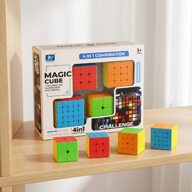 Original JiehuiToys® MAGIC CUBE -  4in1 Würfel Set