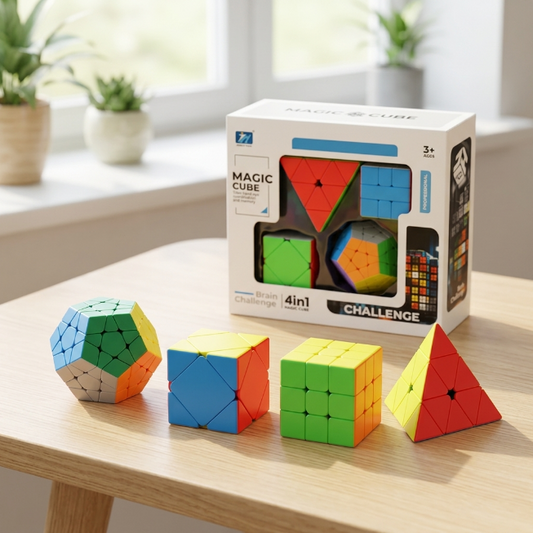 Original JiehuiToys® MAGIC CUBE -  4in1 Würfel Set