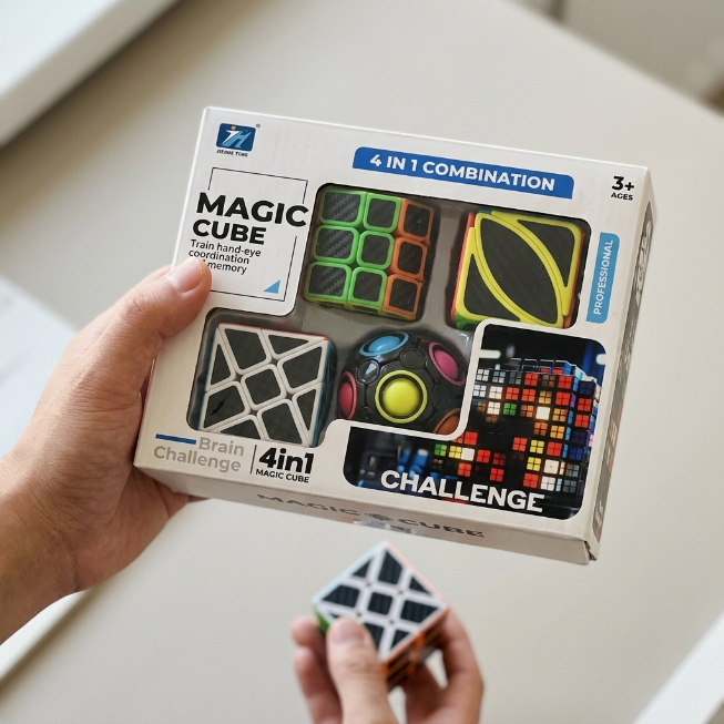Original JiehuiToys® MAGIC CUBE -  4in1 Würfel Set