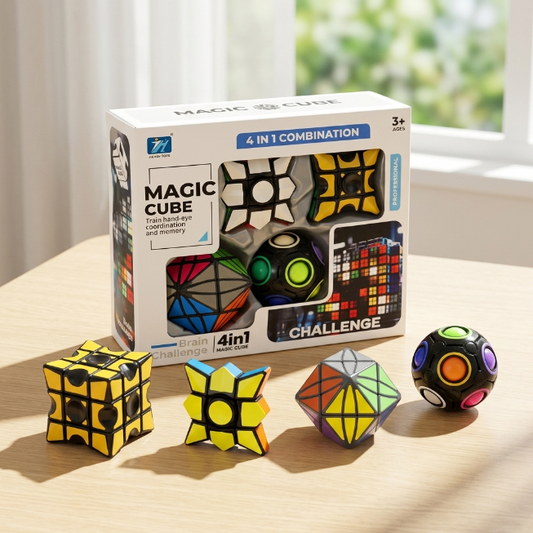 Original JiehuiToys® MAGIC CUBE -  4in1 Würfel Set