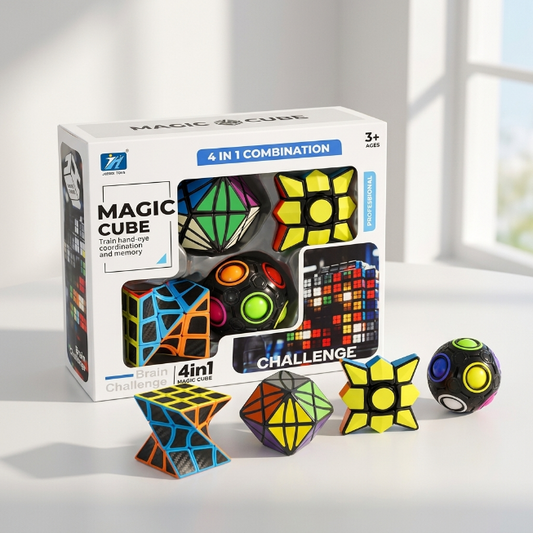 Original JiehuiToys® MAGIC CUBE -  4in1 Würfel Set