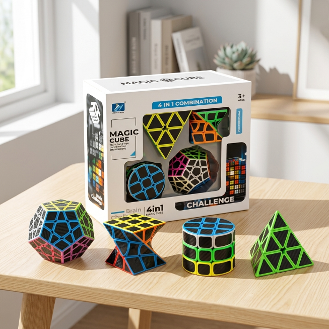 Original JiehuiToys® MAGIC CUBE -  4in1 Würfel Set