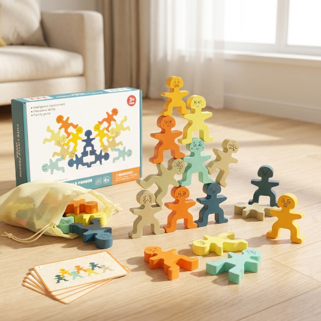Holzspielzeug, Balancier-Spiel, Stapelbare Holzfiguren