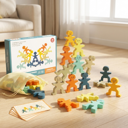 Holzspielzeug, Balancier-Spiel, Stapelbare Holzfiguren
