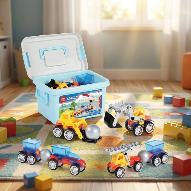 MAGCAR Magnetisches Fahrzeug-Baukasten - 62-teilig