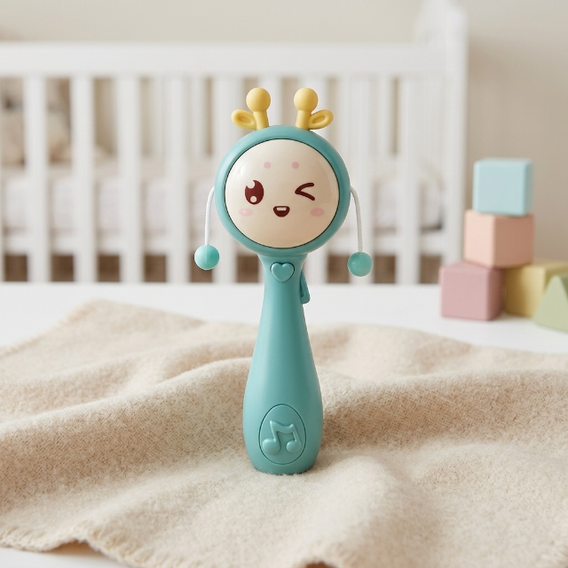 Niedliche Baby Rassel - mit Wink-Gesicht