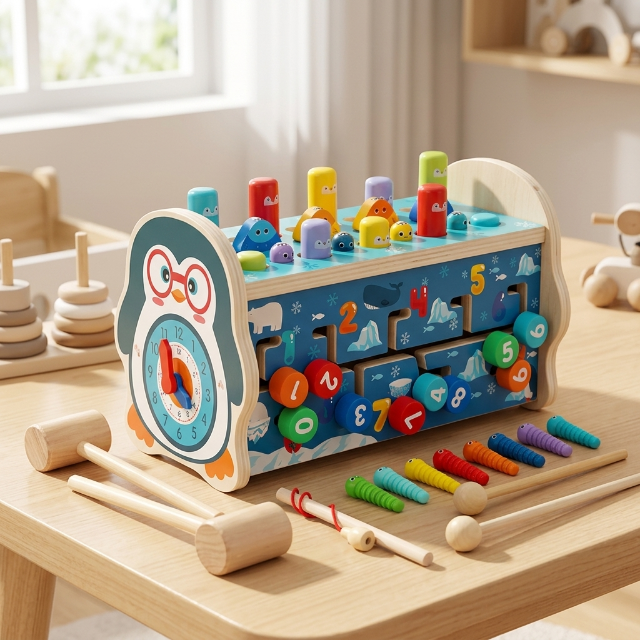 Pinguin-Xylophon Hammerspiel für Kinder - Klopfbank