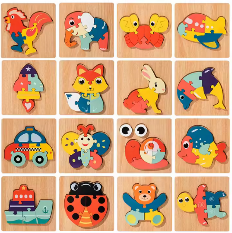 Holzpuzzle für Kleinkinder, 16er Set