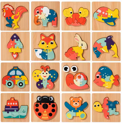 Holzpuzzle für Kleinkinder, 16er Set