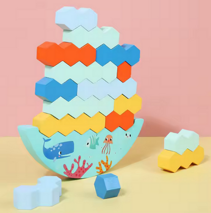 Kinder Stapelspiel, Holz Bausteine Wackelturm
