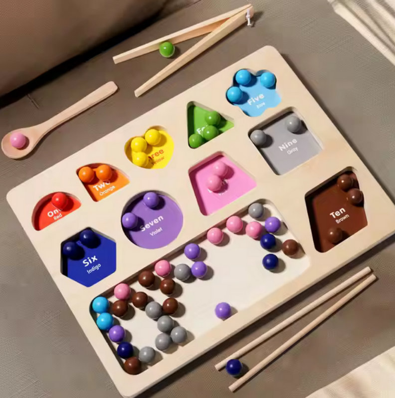 Montessori Holzperlen - Sortierspiel - Lernspielzeug
