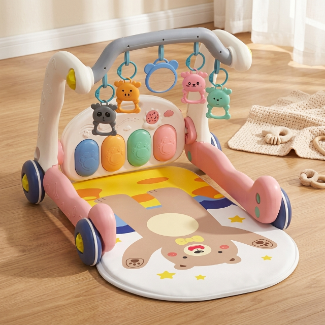 Baby Spielmatte mit Lauflernwagen - 5-in-1 Aktivitätscenter