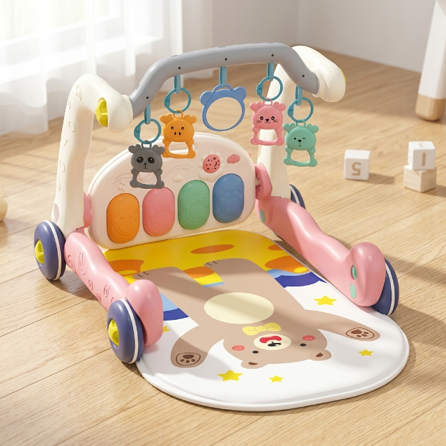 Baby Spielmatte mit Lauflernwagen - 5-in-1 Aktivitätscenter