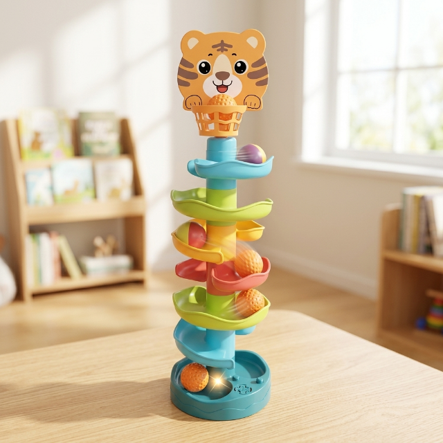 Kugelbahn Spielzeug mit Tiger-Motiv - 7 Bälle