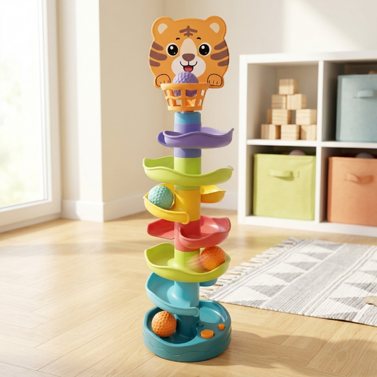 Kugelbahn Spielzeug mit Tiger-Motiv - 7 Bälle