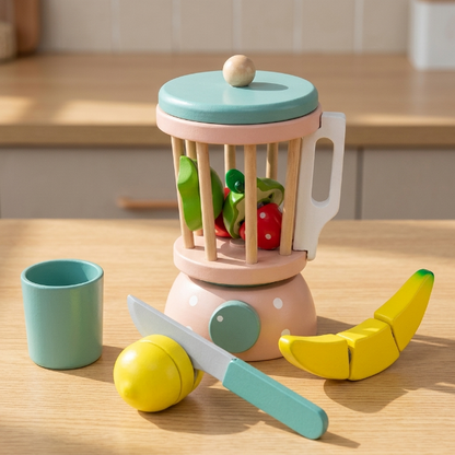 Kinder Holz Mixer Spielzeug Set - Smoothie-Maker