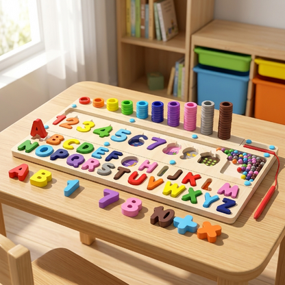 Zahlen- und Farblernspiel aus Holz - Mathematik