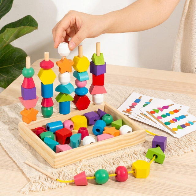Montessori Geometrische Sortierspiel - Holz Steckspiel