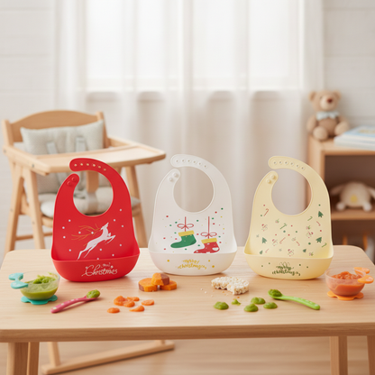 3er Set Baby-Lätzchen (Merry Christmas)