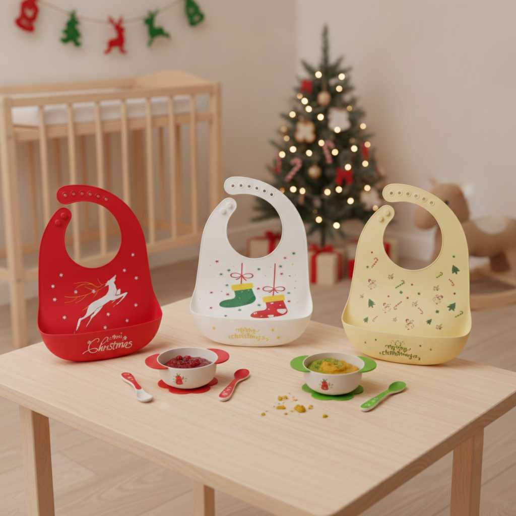 3er Set Baby-Lätzchen (Merry Christmas)