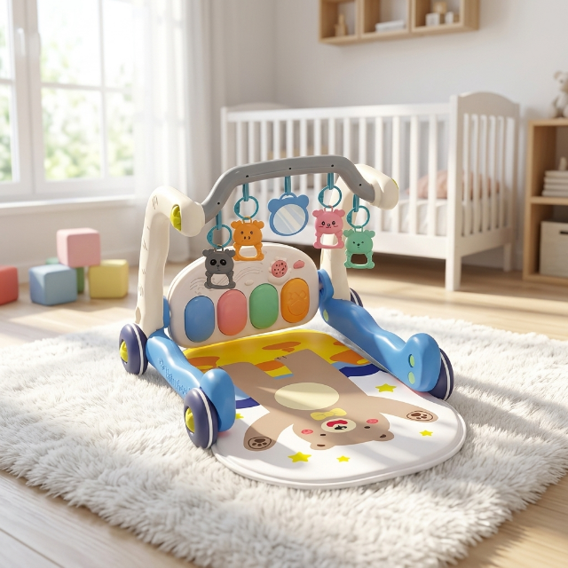 Baby Aktivitätscenter 5-in-1 - Lauflernhilfe mit Spielmatte