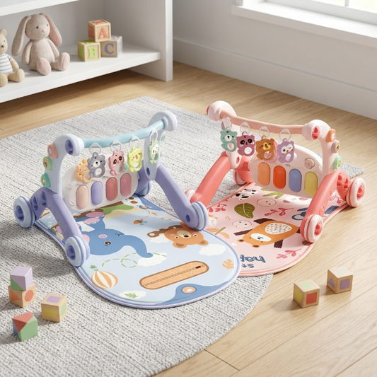 Baby Spielmatte mit Lauflernwagen, 5-in-1 Aktivitätscenter