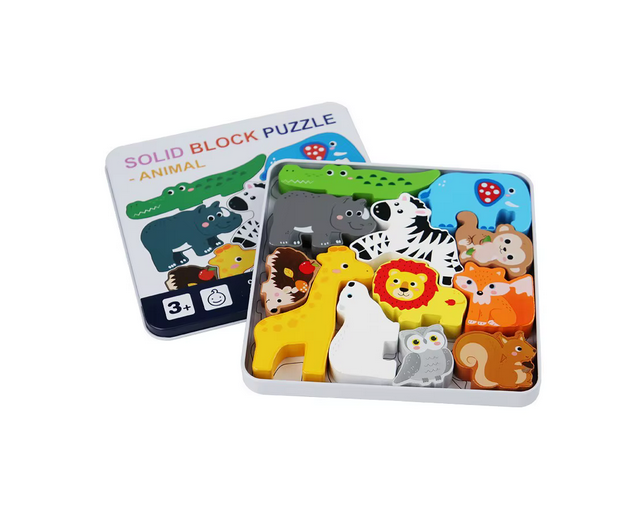 Holzpuzzle je 12 Teile - Lernspielzeug