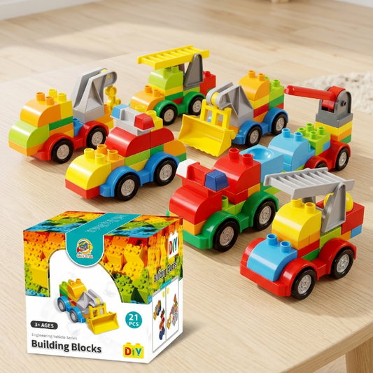 6er Fahrzeugset - bunte Bauspielzeugautos