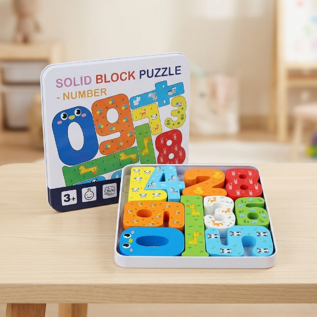 Holzpuzzle je 12 Teile - Lernspielzeug