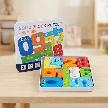 Holzpuzzle je 12 Teile - Lernspielzeug