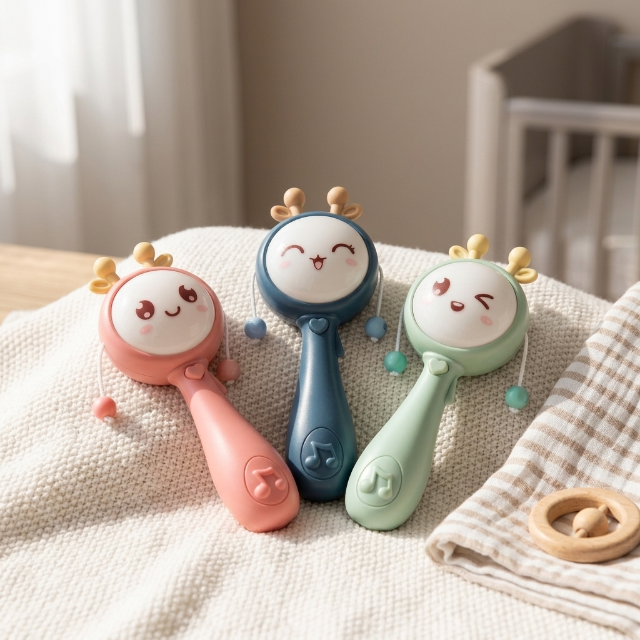 Niedliche Baby Rassel - mit Wink-Gesicht