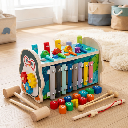 Pinguin-Xylophon Hammerspiel für Kinder - Klopfbank