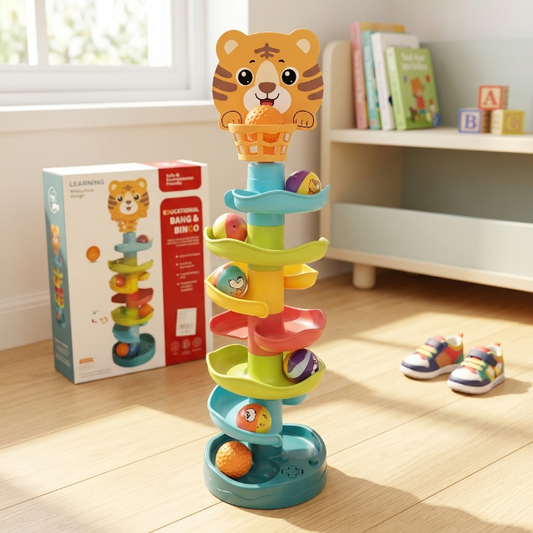 Kugelbahn Spielzeug mit Tiger-Motiv - 7 Bälle
