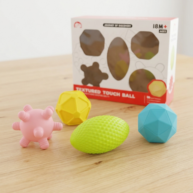 Babyspielzeug, 5-teiliges Set, Silikon-Greifbälle